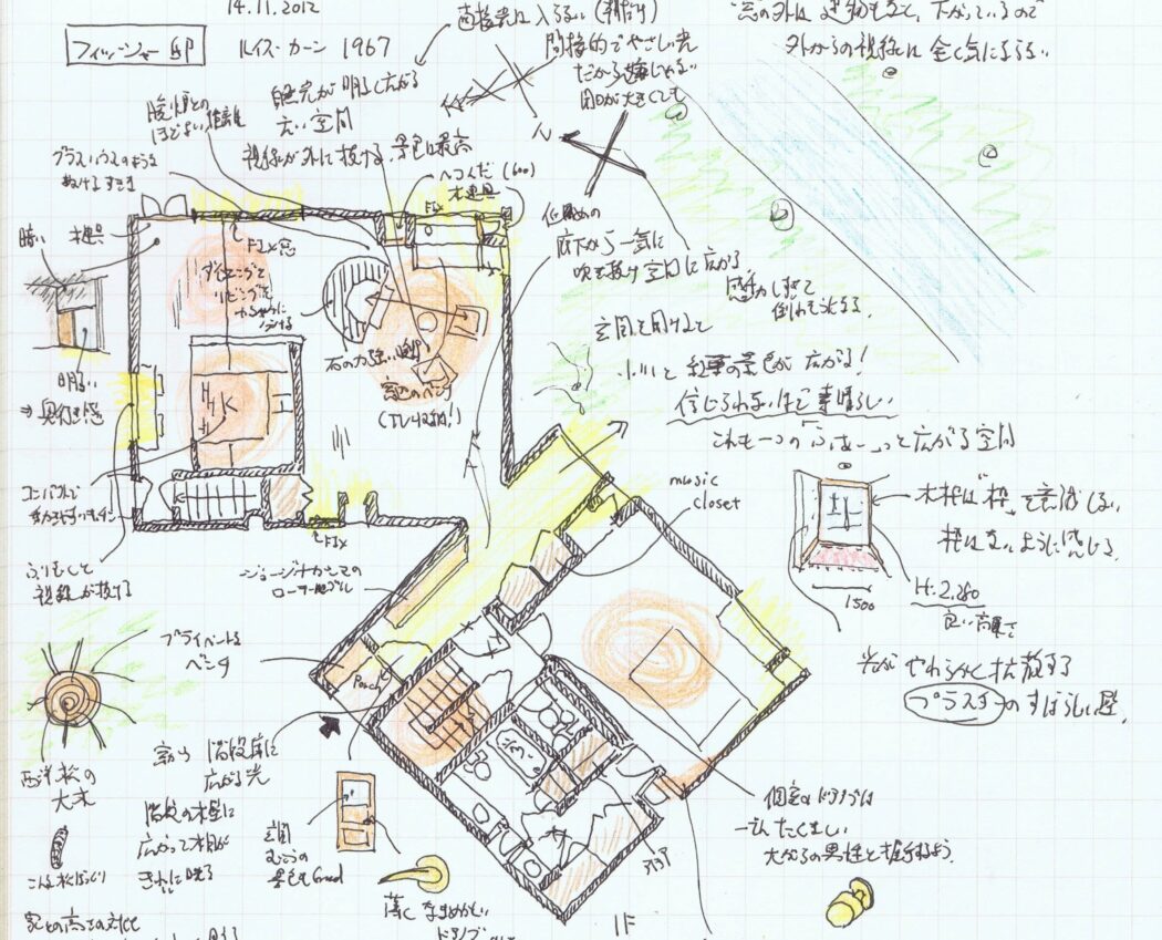 【WJD-建築スケッチ07】アメリカ東海岸編「フィッシャー邸、ファンズワース邸、ガラスの家。」