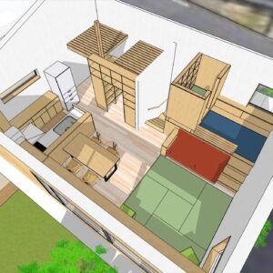 【諏訪】3Dパース紹介『多彩な居場所のある2階リビングの家。』－木に包まれる暮らし、空を抜く窓－