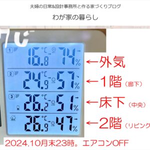 【暮らし】秋『朝晩冷えない暮らし。』快適性と子供の風邪予防。－燕仲町I様のご感想、温湿度－