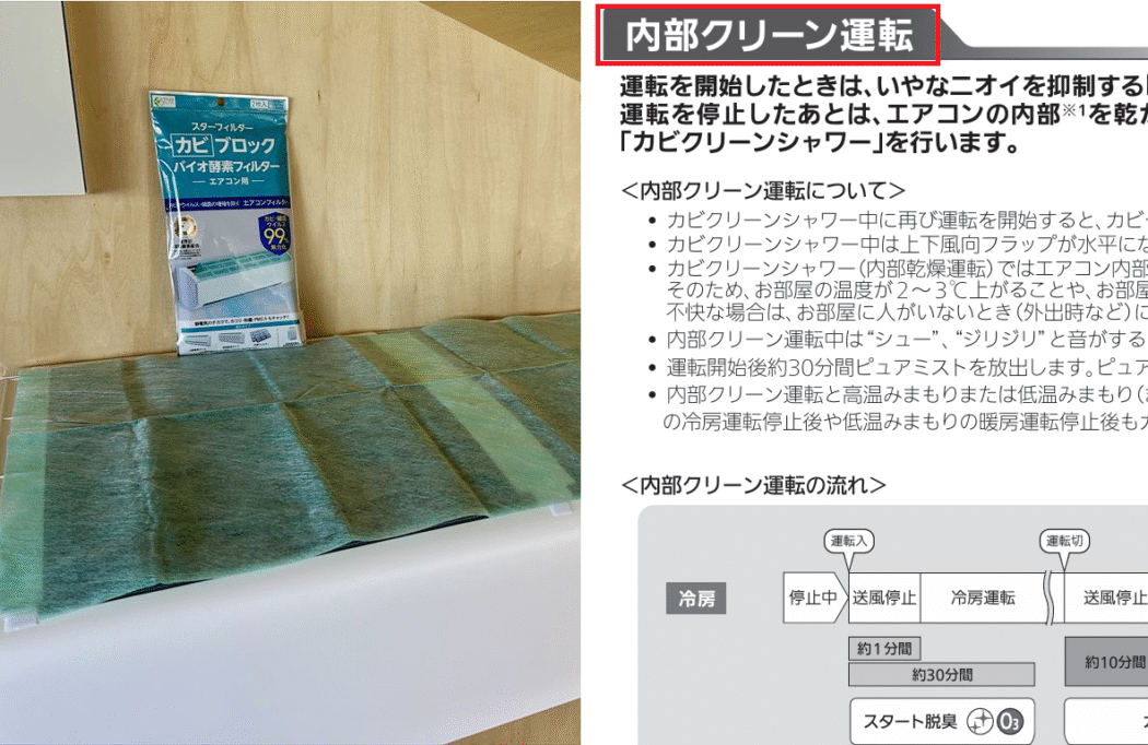 【秘訣】『エアコン内部のカビ対策。』フィルター設置、内部クリーン運転。－カビの原因、対策－